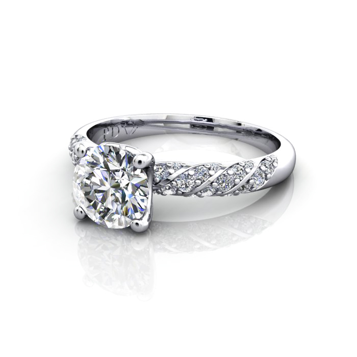 Solitaire ring with twist accent, RSA7, Plat, LF Solitaire ring with twist accent, RSA7, Plat, LF