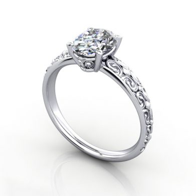 Thumb-Vintage Engagement Ring, RV1, Oval, Platinum, 3D