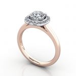Video-Cushion Engagement Ring ,Rose Gold, RH1, 3D Video-Cushion Engagement Ring ,Rose Gold, RH1, 3D