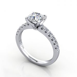 Video-Engagement Ring, Platinum, Round Brilliant cut diamond, RSA4, 3D