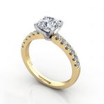 Video-Engagement Ring, YG, Round Brilliant cut diamond, RSA4, 3D