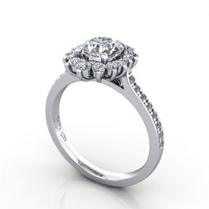 Video-Halo Engagement Ring, Platinum, RH2. 3D