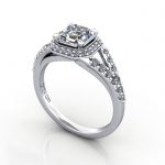 Video-Halo Engagement Ring, Platinum, RH3. 3D
