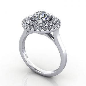Video-Halo Engagement Ring, Platinum, RH5, 3D