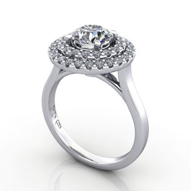 Halo Engagement Ring, Platinum, RH5, 3D