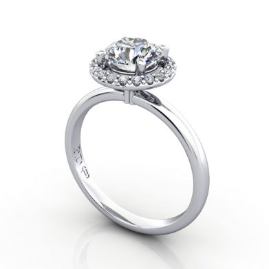 Halo Engagement Ring, Platinum. RH6, 3D