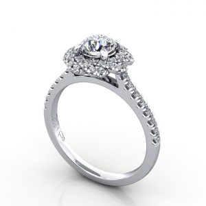 Video-Halo Engagement Ring, Platnium, RH7, 3D