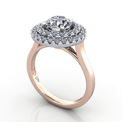 Halo Engagement Ring, Platinum, RH5, 3D