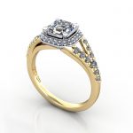 Video-Halo Engagement Ring, YG, RH3. 3D