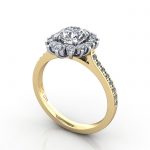Video-Halo Engagement Ring, Yellow Gold, RH2. 3D