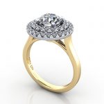 Video-Halo Engagement Ring, Yellow Gold, RH5, 3D Video-Halo Engagement Ring, Yellow Gold, RH5, 3D