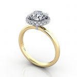 Video-Halo Engagement Ring, Yellow Gold, RH6, 3D
