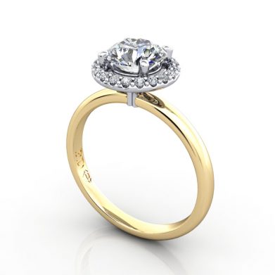 Halo Engagement Ring, Platinum. RH6, 3D