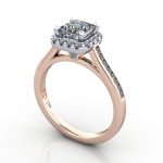 Video-Princess Engagement Ring, Rose Gold, RH4, 3D Video-Princess Engagement Ring, Rose Gold, RH4, 3D
