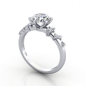 Video-Solitaire ring with scatter accents, RSA11, Plat, 3D