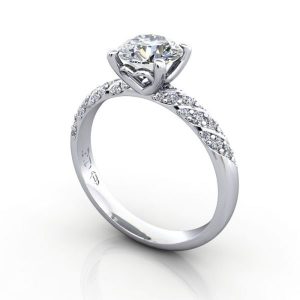 Video-Solitaire ring with twist accent, RSA7, Plat, 3D