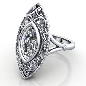 Vintage Engagement Ring, RV5, Marquise, Platinum, LF