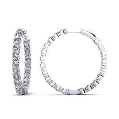 Diamond Crown Hoop Earrings, Medium, Platinum