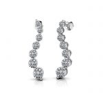 Diamond Drop Earrings, Wave, White Gold