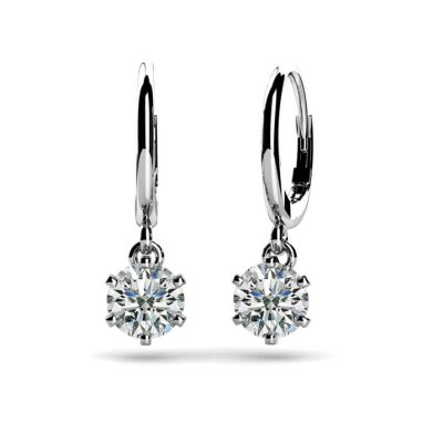 Diamond Drop earrings, six prong, white gold