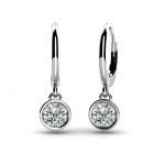 Diamond Drop earrings, Bezel, Platinum