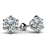 Diamond Stud Earrings, Six-Claw, 2.00 carat Platinum