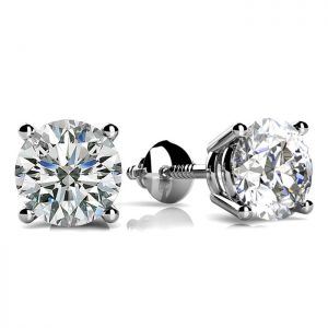 Four-Claw Stud Earring, 1.00ct Platinum