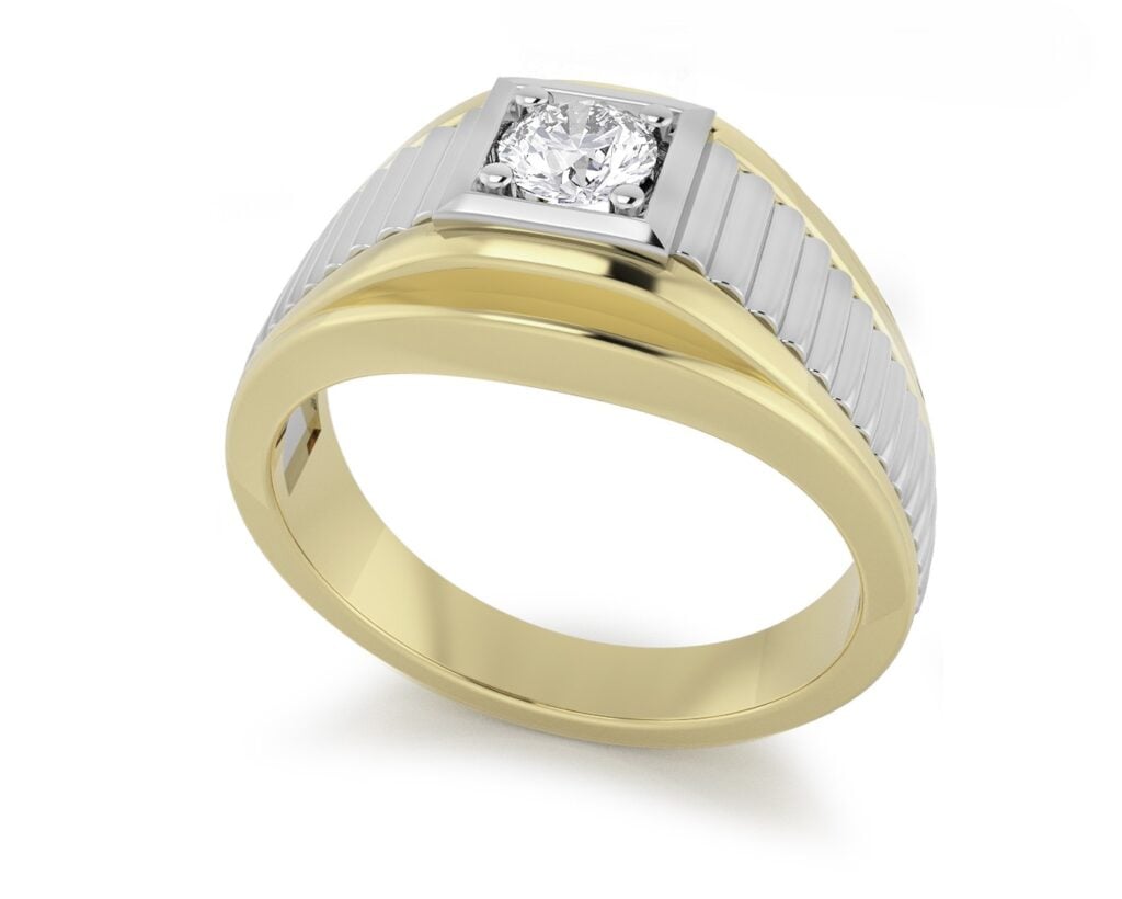 Mens rubover solitaire diamond ring