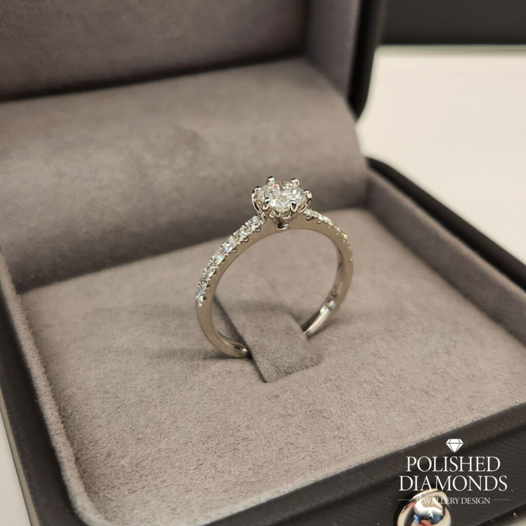 Six Claw Solitaire Engagement Ring with Diamond Band