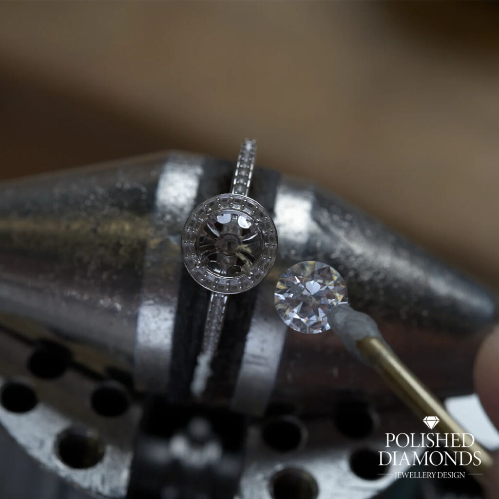 Workshop setting round diamond into a ring
