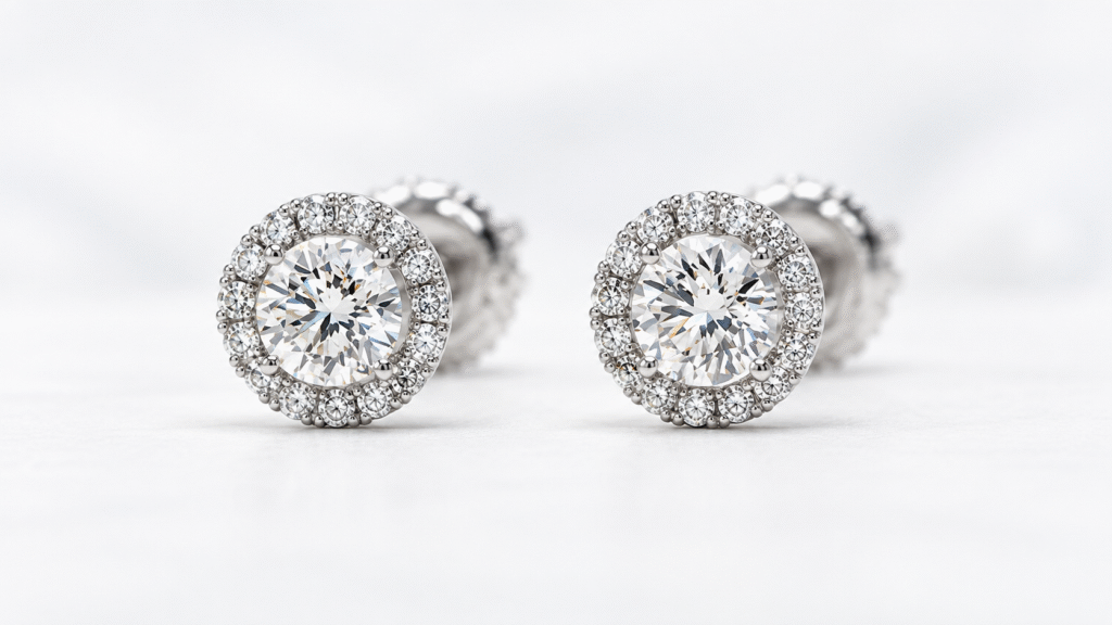 Diamond Halo Earrings