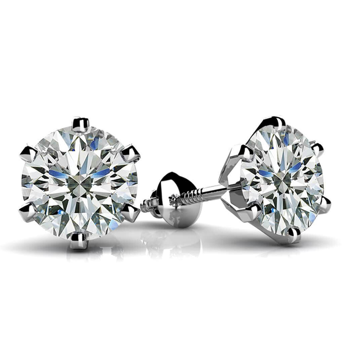 Diamond Stud Earrings Six Claw
