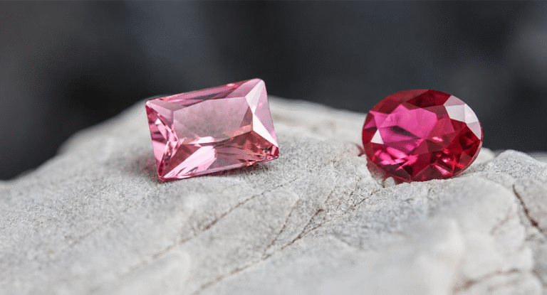 Different shades of pink tourmaline gemstones