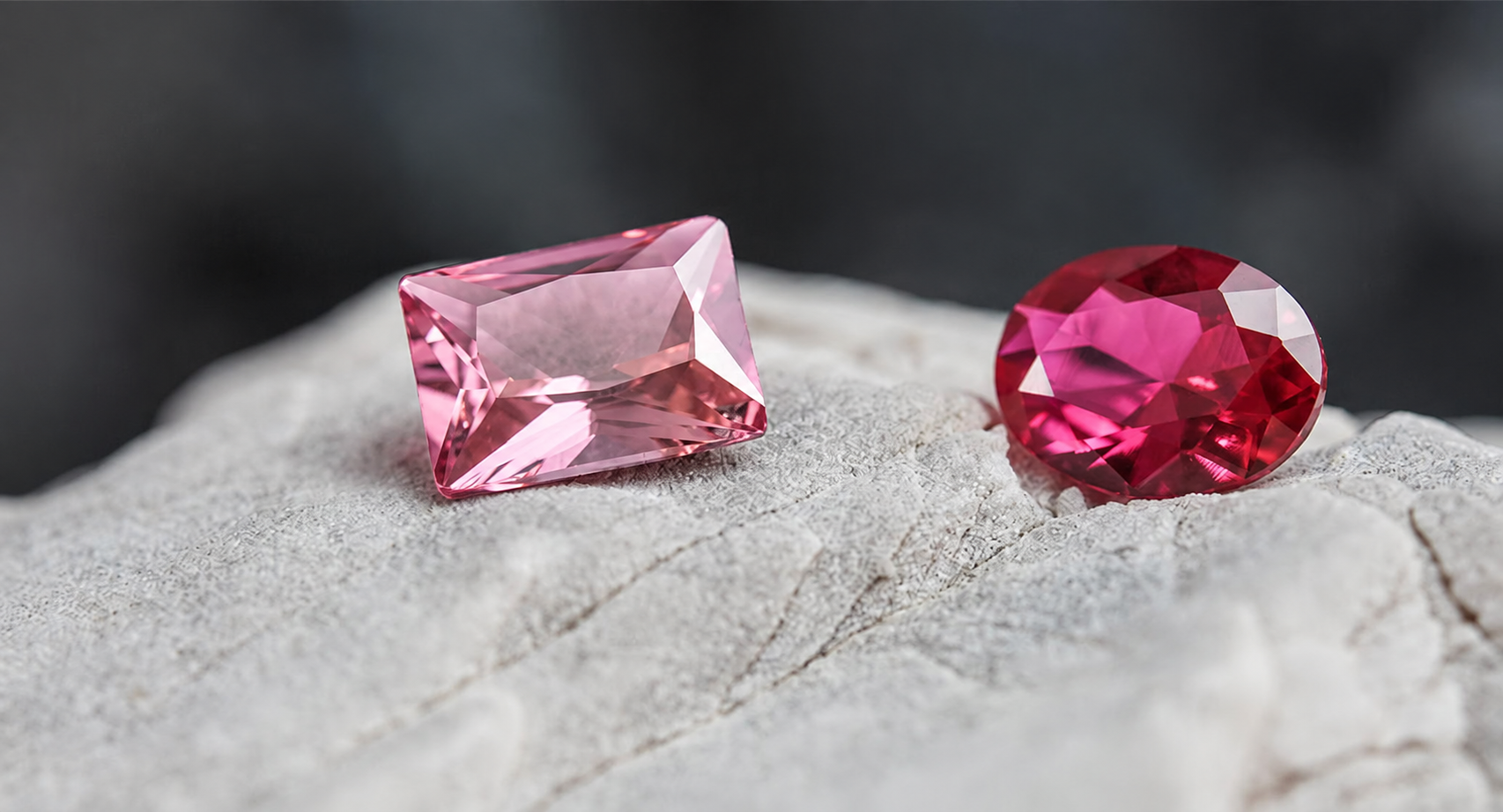 Different shades of pink tourmaline gemstones