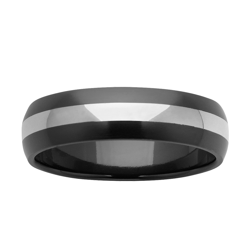 Black Zirconium Wedding Ring PD600Z - Silver Black Zirconium Wedding Ring PD600Z - Silver
