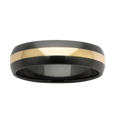 Black Zirconium Wedding Ring PD600Z - Yellow Gold