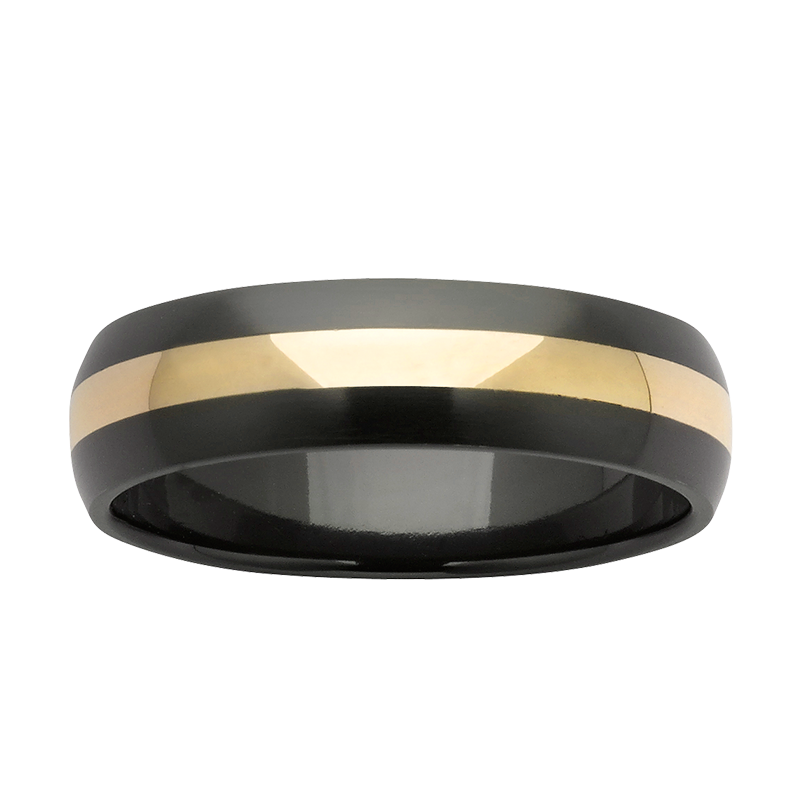 Black Zirconium Wedding Ring PD600Z - Yellow Gold Black Zirconium Wedding Ring PD600Z - Yellow Gold