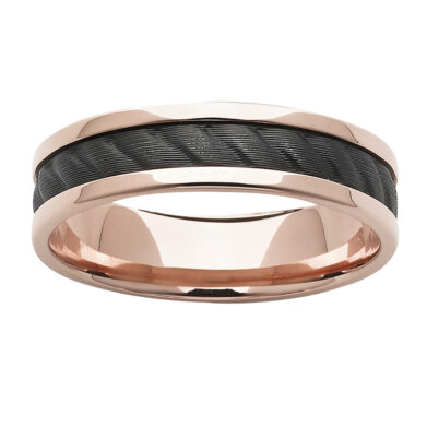 Black Zirconium Wedding Ring PD614Z - Rose Gold