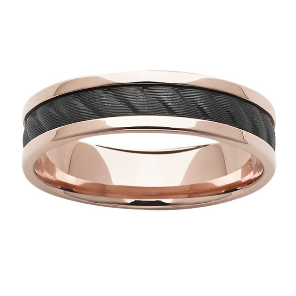 Black Zirconium Wedding Ring PD614Z - Rose Gold