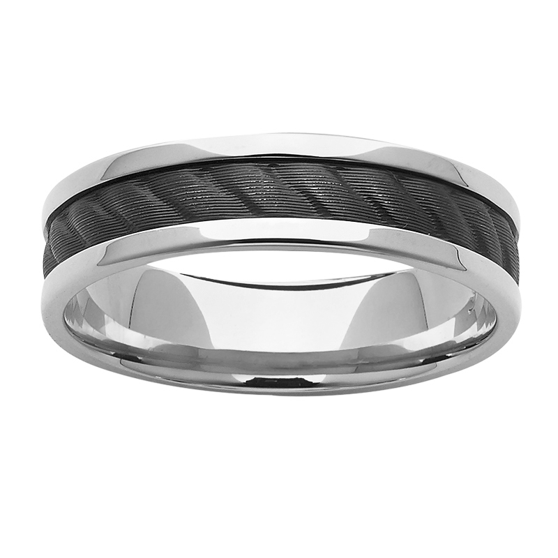 Black Zirconium Wedding Ring PD614Z - White Gold Black Zirconium Wedding Ring PD614Z - White Gold