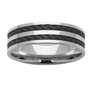 Black Zirconium Wedding Ring PD615Z - Silver