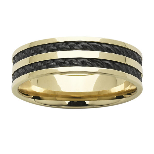 Black Zirconium Wedding Ring PD615Z - Yellow Gold