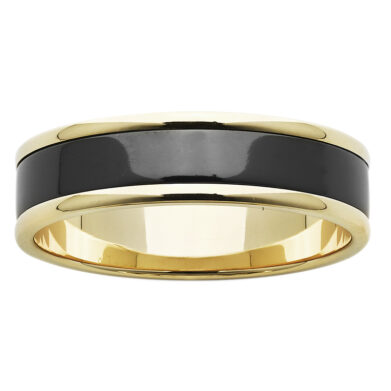 Black Zirconium Wedding Ring PD682Z - Yellow Gold