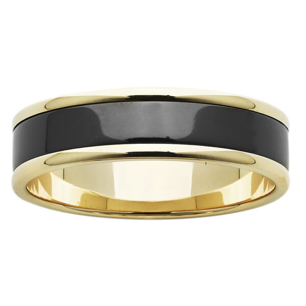 Black Zirconium Wedding Ring PD682Z - Yellow Gold