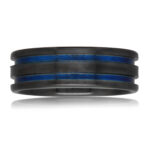 Black Zirconium, Blue Enamel Wedding Ring PD722Z