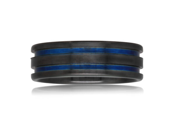 Black Zirconium, Blue Enamel Wedding Ring PD722Z