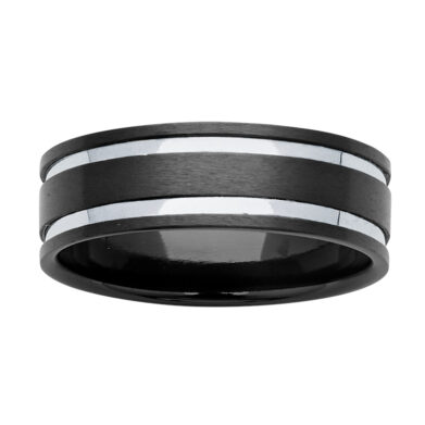 Black Zirconium Wedding Ring WG PD667Z