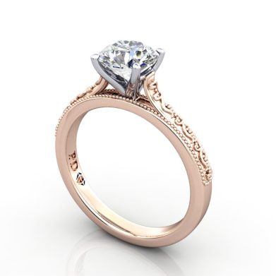 Round Engagement Ring Rose Gold RS50 3D