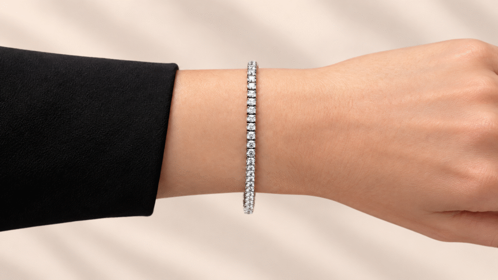 Elegant tennis bracelet on wrist