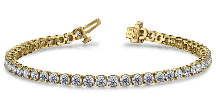 Princess cut Diamond Tennis Bracelet Yellow Gold